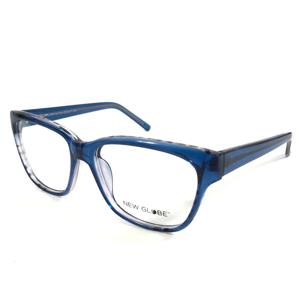 New Globe Eyeglasses Frames L4083 BLUE Transparent Cat Eye Full Rim 54-15-140